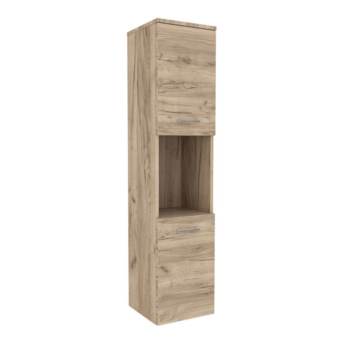 Meuble colonne de salle de bain suspendu Krildihana 131 x 30 x 30 cm effet chêne argent