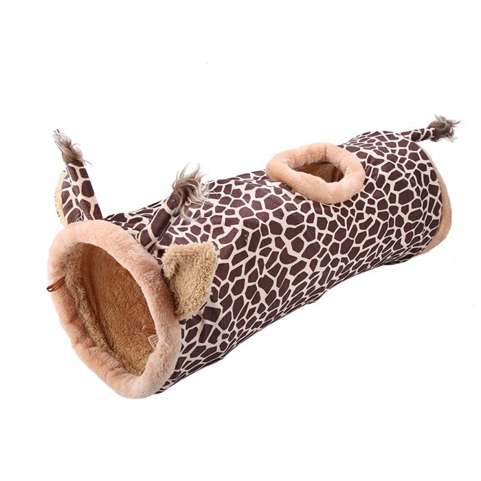 Tunnel pliable et portable en tissu pour animal de compagnie chat chien lapin (girafe)