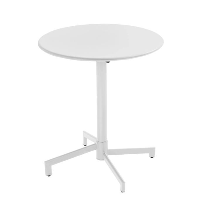 Table de jardin ronde bistrot avec plateau rabattable 70 cm blanc Palavas Oviala