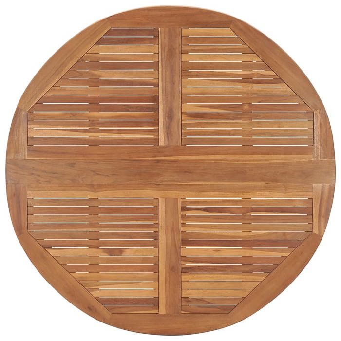 Table de jardin pliable en teck - WIENS - Ø110x75 cm - Bois massif de teck - Pliable - Résistant aux intempéries