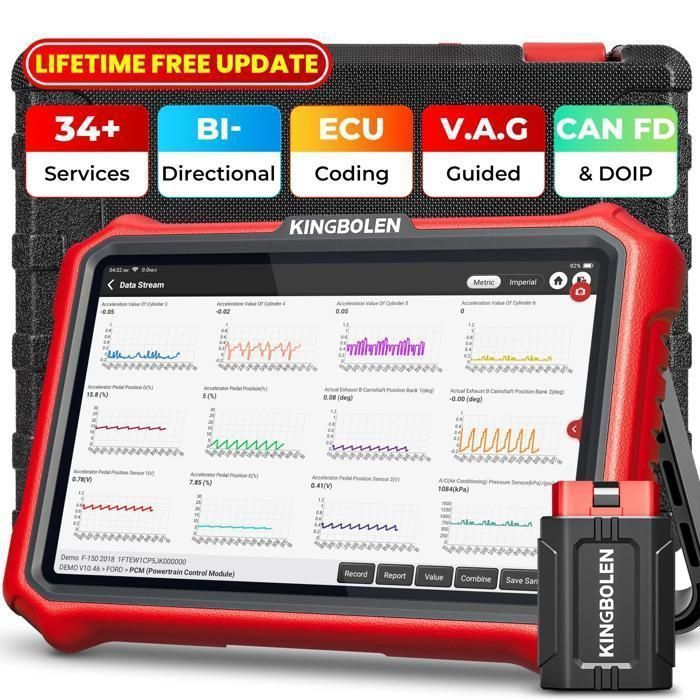 Valise Diagnostic Auto - KINGBOLEN - K8 Pro - OBD2 bidirectionnel - CAN-FD & DOIP - Batterie 12 600 mAh