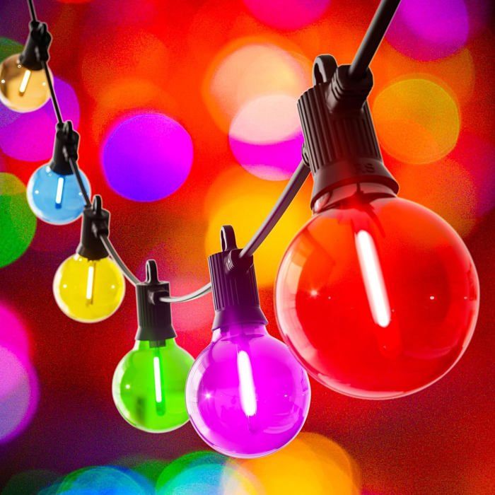 Multicolore Guirlande Lumineuse Exterieure 8M G40 Led Ip65 Étanche Guirlande Lumineuse en Sur Secteur 12 Incassable Guinguette Prise