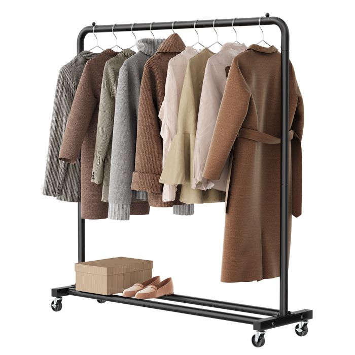 Portemanteau sur Roulettes Portant à Vêtements Robuste Charge 50 kg Chambre Noir Portemanteau sur Roulettes Portant à Vêtements Robuste Charge 50 kg Chambre Noir