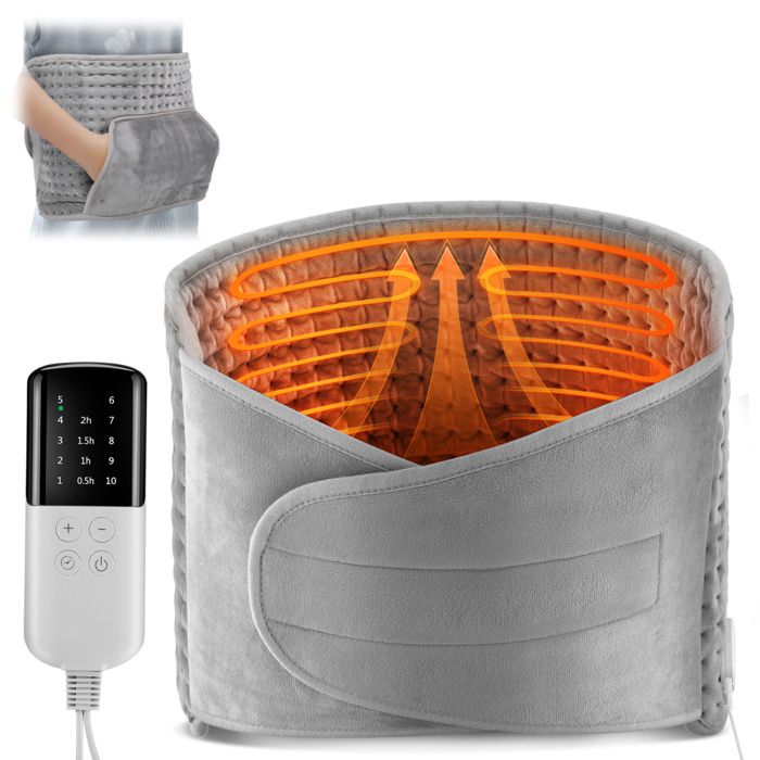 Onherm Coussin Chauffant Electrique Epaule Et Nuque 48×58cm, 9 Niveaux De Chaleur Coussin Chauffant Cervicales Et Dos, 1-4 Heures Minuterie Et Arrêt Automatique, Flanelle, Lavable En Machine