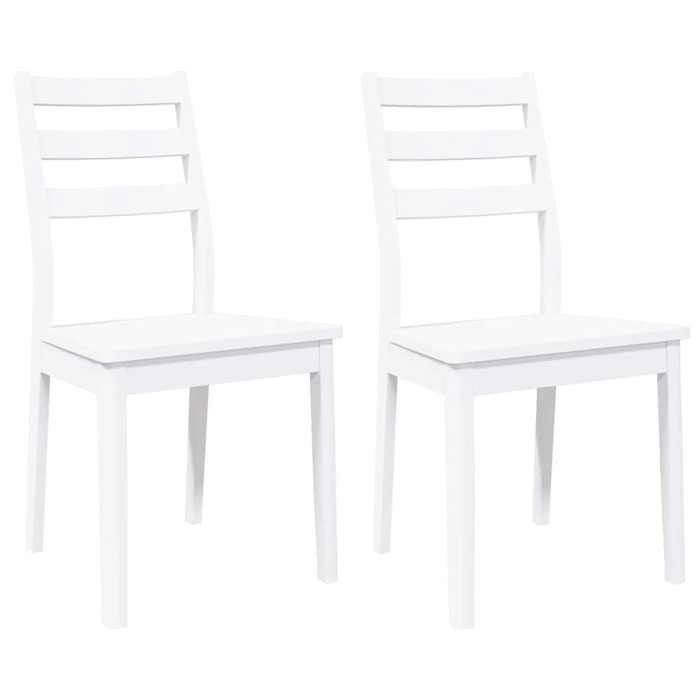 Promo février CHIC Chaises à manger JILL pour cuisine lot de 2 blanc bois massif caoutchouc 48.5x49x90 cm CCC1198
