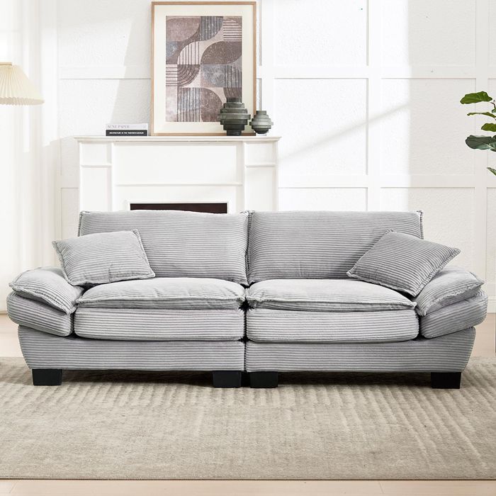 Canapé-lit 2 places - MINIMAL - 224 x 81 x 81 cm - Matelas à ressorts - Velours gris clair - Cadre bois Canapé-lit 2 places - MINIMAL - 224 x 81 x 81 cm - Matelas à ressorts - Velours gris clair - Cadre bois