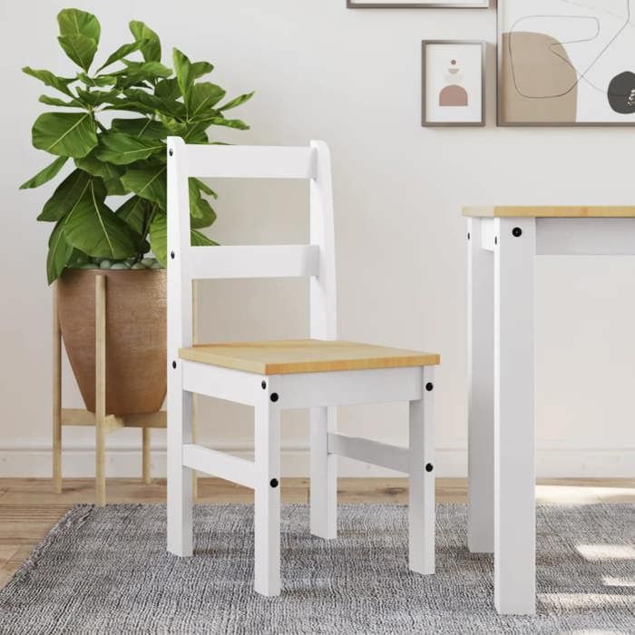 NEW 2026 Chaises à manger lot de 2 Chaises de Cuisine/BUREAU Panama blanc bois massif de pin 40x46x90 cm L572