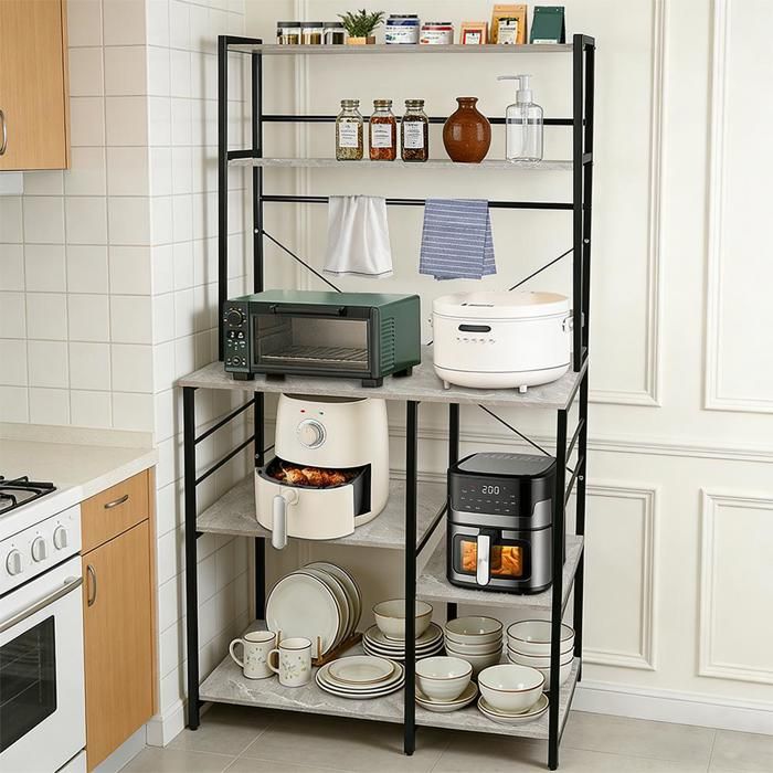 XUANYU.40x90x168cm Meuble Bas Rangement - Étagère pour Machine à Café - Étagères de Stockage pour Four à Micro-Ondes - Gris