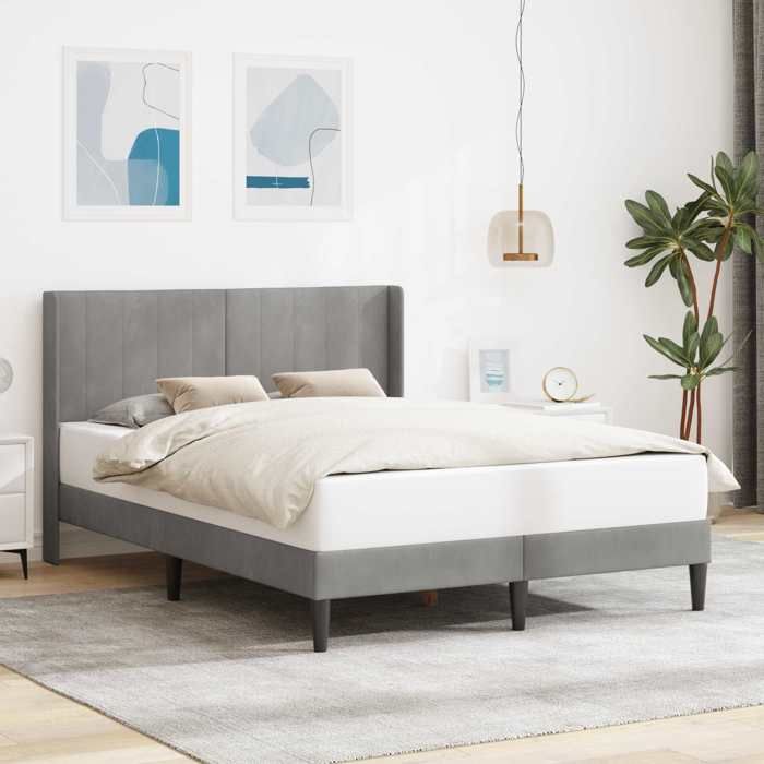 vidaXL Cadre de lit avec tête de lit Gris clair 140 x 190 cm Velours 42027503