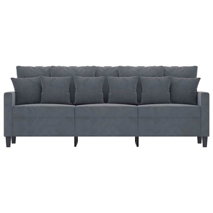 Antitaches Canapé à 3 places Scandinave - LEMONTREE - pour salon - Gris foncé 180cm Velours Size globales:198x77x80cm 3165688248