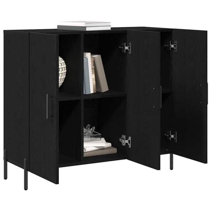 Bahut/Commode couloir - Noir SWEETY Buffet Chêne noir 90x34x80cm - bois dingénierie CL72580745704