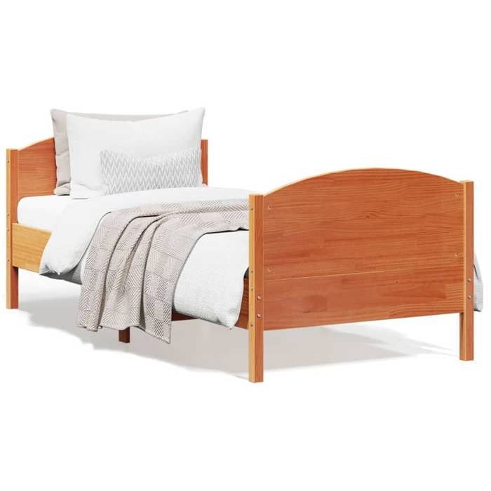 Brun Lit simple:90x190 cm - Design classique - Structure de lit - cire marron 90x190 cm bois - pin massif 50664790824892