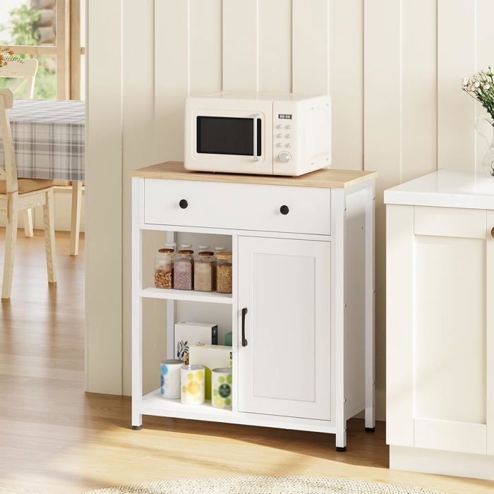 HOOBRO Armoire de Cuisine 1 Tiroir Buffet de Service 1 Étagère Réglable Commode Meuble de Rangement Buffet de Café