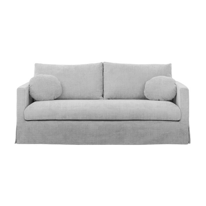 LEONIE - Canapé droit tissu chenille déhoussable 3 places Gris clair LEONIE - Canapé droit tissu chenille déhoussable 3 places Gris clair