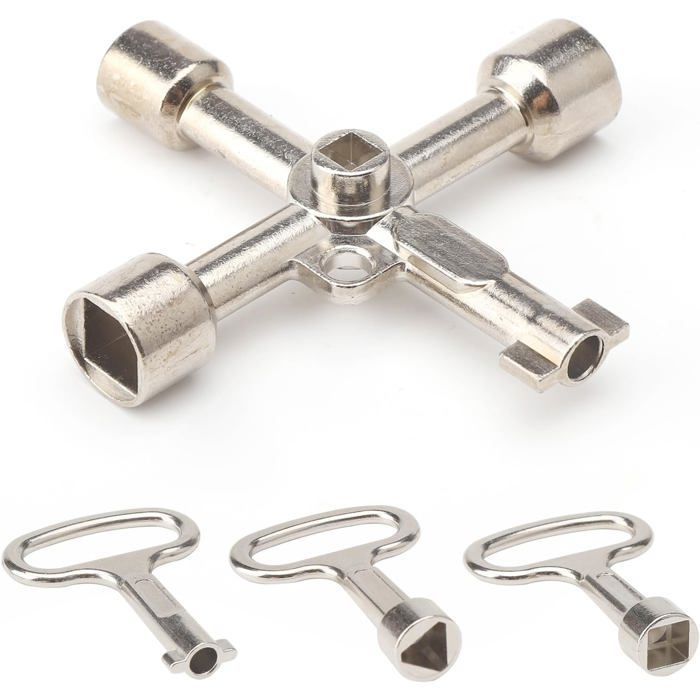 Clé Armoire Électrique 6 Voies Triangle 8mm Universelle Compteur Eau Poubelle Pompe 3-4 Pans ENEVAOCT
