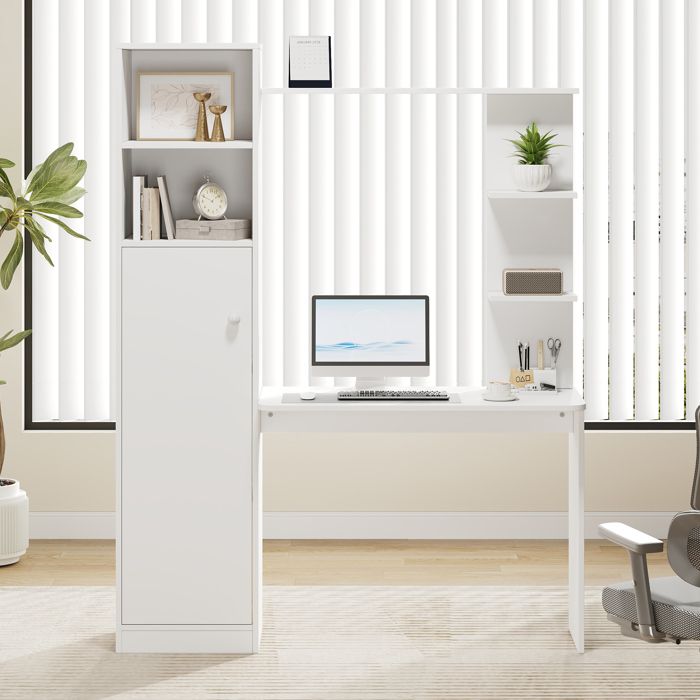 Bureau avec armoire et étagères bureau moderne 1235 x 45 x 1685 cm blanc