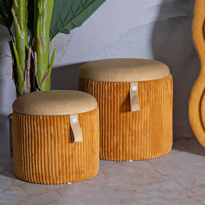 Pouf Coffre Fianar Dmora en Tissu Orange 38x38x38h cm