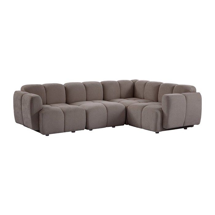 Canapé dangle modulable avec dossier en tissu texturé taupe CARLIVI Canapé dangle modulable avec dossier en tissu texturé taupe CARLIVI
