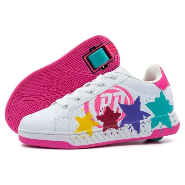 BREEZY ROLLERS Chaussure à Roulettes Splash Blanc Rose - Chaussures à roulettes Heelys BREEZY ROLLERS Chaussure à Roulettes Splash Blanc Rose - Chaussures à roulettes Heelys