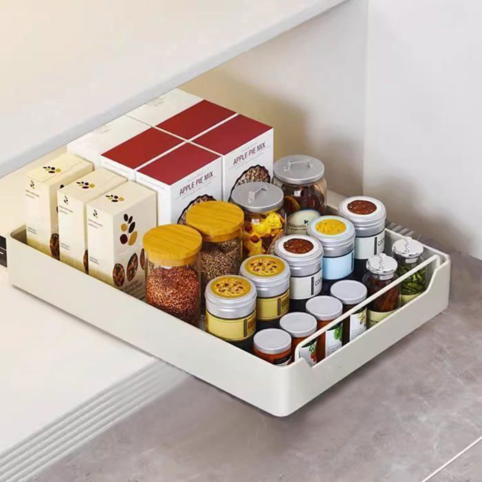 Tiroir coulissant pour placards de cuisine – Étagère de rangement extensible avec fermeture amortie– Sans perçage (30CM)