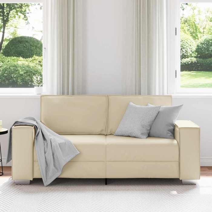 Promo“Canapé Deux places Crème 180 Cm Simili Cuir 180 x 78 x 84 cm avec design respirant et revêtement résistant à lusure 525295