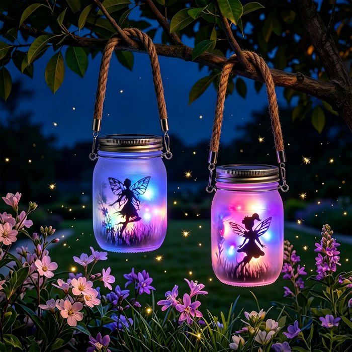Lanterne solaire suspendue extérieure - lot de 2 - 30 LED IP65 étanche verre dépoli 13 cm idéale jardin et patio
