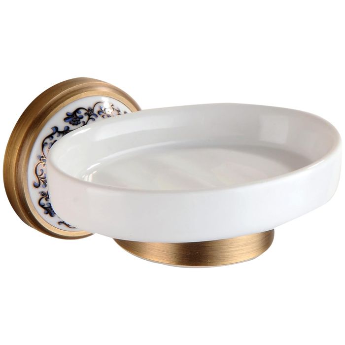Porte-Savon Mural en Laiton Bronze Antique Accessoires de Salle de Bain Design en Porcelaine