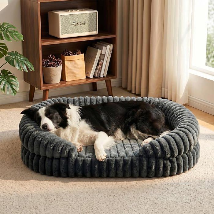 Panier Chien Orthopédique Moyen Taille Lavable90x67cm  Memoire de Forme Lit pour ChienCanapé L 90 x l 65 x 17 cm Gris  CORBEILLE