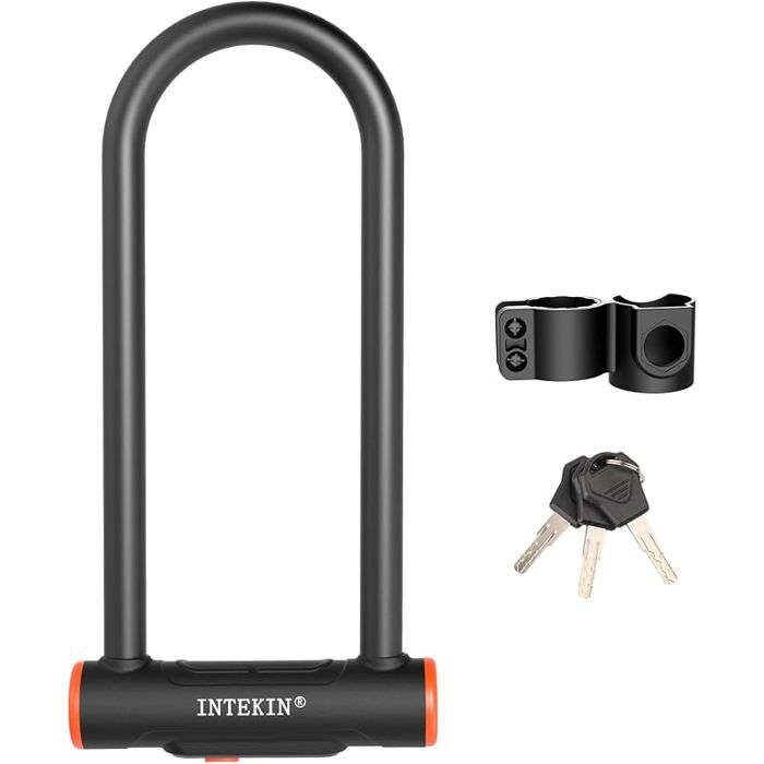 Antivol Velo 16 mm Robuste Antivol de Vélo et Support Antivol en U vélo 3 Clés Offre un Haut Niveau de Protection Large