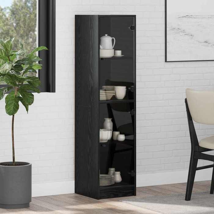 Moderne Meuble de rangement - Haut Armoire pratique - Chêne noir - 35x37x142 cm Bois dingénierie - Enfilade Meuble haut @FR2530