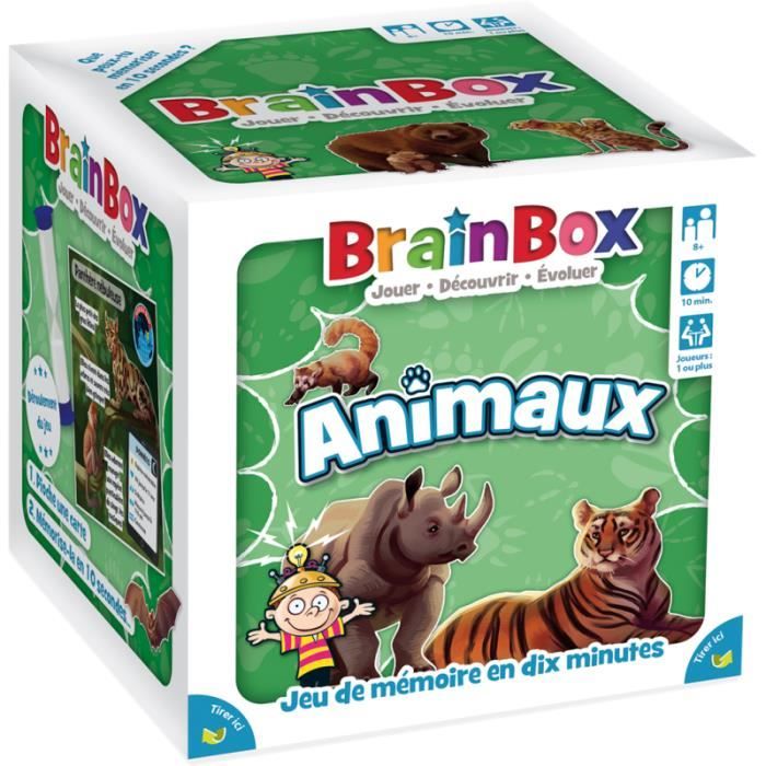 jeu de société - brainbox - animaux - jeu d'observation et de mémoire - 1 joueur ou plus - 8 ans et +