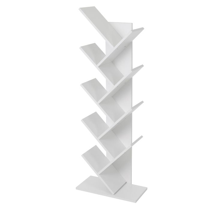 ML DESIGN Bibliothèque de Rangement Étagère à 8 Niveaux en Forme dArbre en Bois 50x25x140 cm Blanc Robuste et Résistant ML DESIGN Bibliothèque de Rangement Étagère à 8 Niveaux en Forme dArbre en Bois 50x25x140 cm Blanc Robuste et Résistant