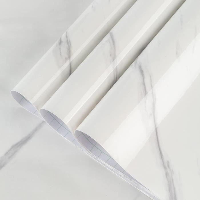 Papier Peint Effet Marbre Blanc Gris Auto-adhésif Autocollant Brillant  Pailleté Film Vinyle Plastique À D - Cdiscount Bricolage