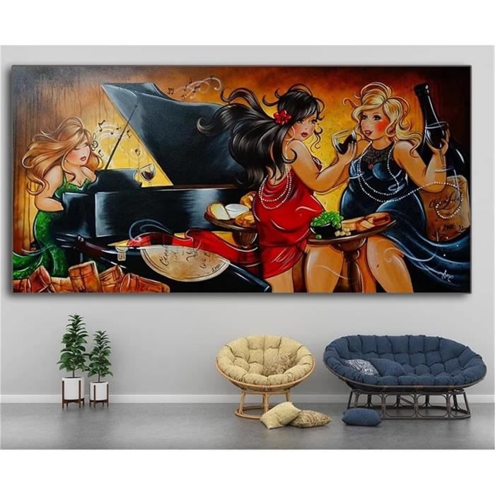 Kit Complet Point De Croix Débutant 'Dessin Animé Grosse Dame' - Toile Imprimée 40x50 Cm - Fils DMC Inclus - Pour Adulte