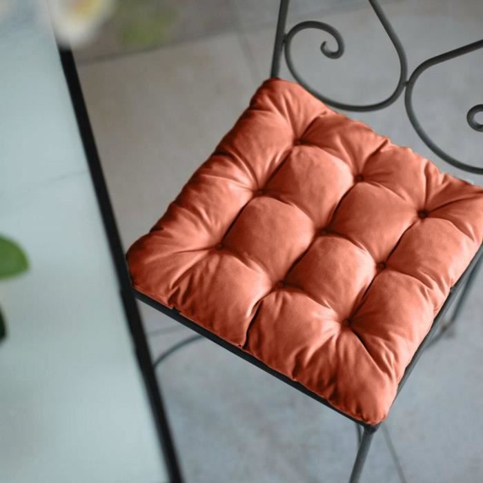 Lot De 4 Coussins De Chaise 40x40 Cm - Confort Ergonomique, Sangles Fixation, Multicolores Pour Intérieur & Extérieur