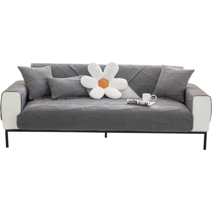 Housse Canapé Relax 2 Places Antidérapante avec Poches,Protection Fauteuil pour Chat,Chien Enfant,Extensible et Lavable,Gris clair - Maison