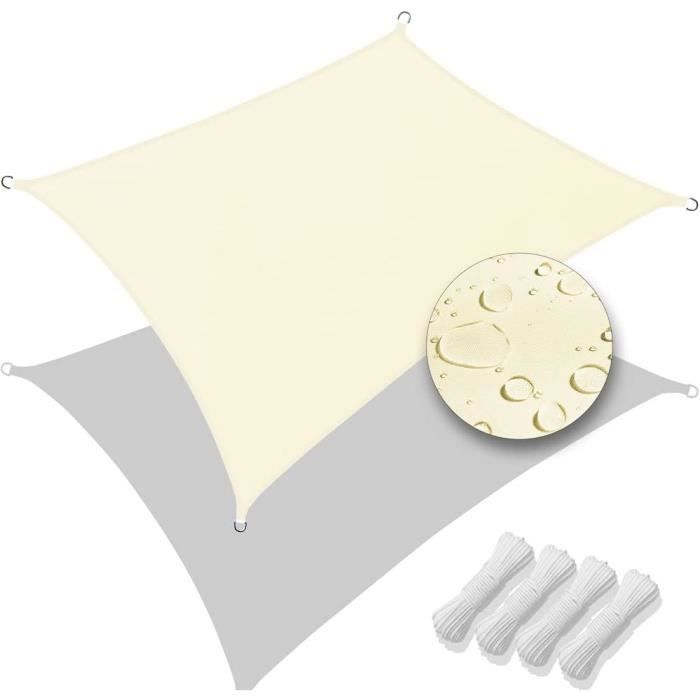 WOLTU Voile D'Ombrage Imperméable 4x6m Beige - Protection UV 95% Pour Terrasse, Jardin & Balcon
