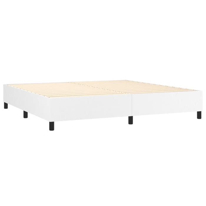 Sommier a lattes sur pieds cadre de lit 200x200 cm synthetique blanc TDL0207357 Sommier a lattes sur pieds cadre de lit 200x200 cm synthetique blanc TDL0207357