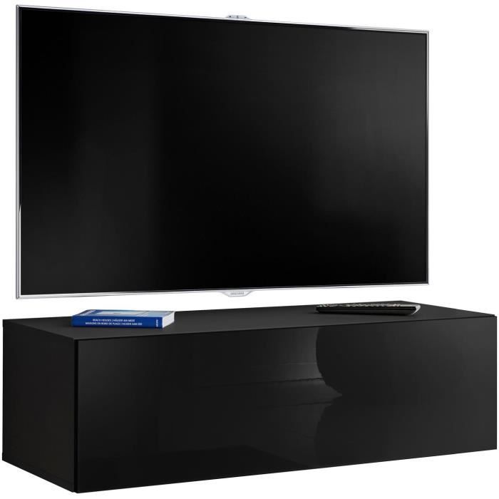 Extreme Furniture Meuble TV T34100 Noir Brillant & Noir Façades