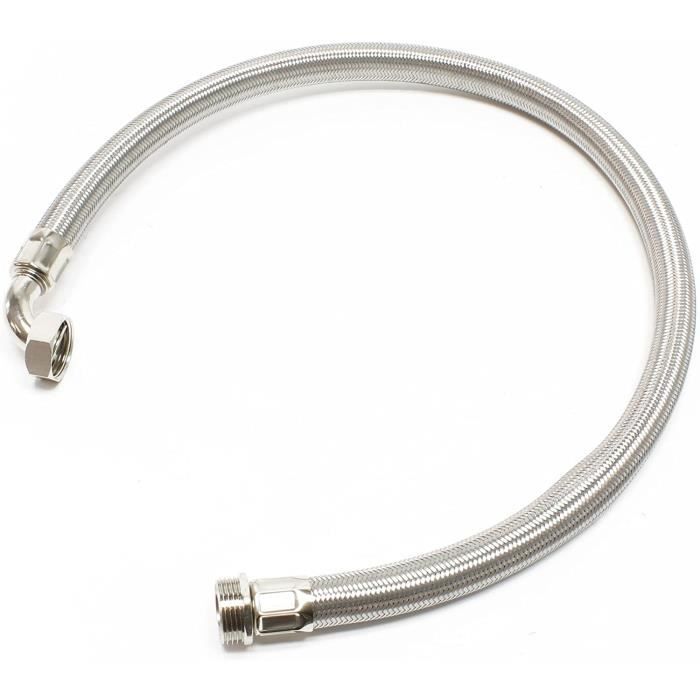 Tuyau Blindé Sanitaire DN32 1 1/4" M X 1 1/4" M Coudé - 1000 Mm - Eau Potable DVGW, Made In Germany