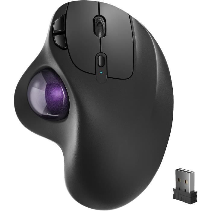 Souris Sans Fil USB Noire Avec Trackball - Pour Ordinateur Portable