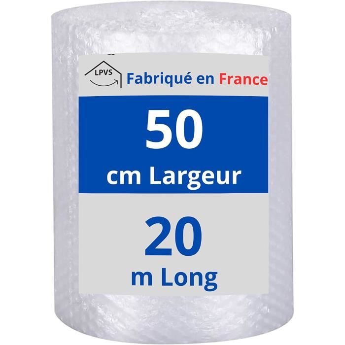 Rouleau Papier Film à bulles - 20 mètres x 50 cm - FABRIQUÉ EN FRANCE -  Idéal Emballage Déménagement et Expédition Colis - Papier Bulle Épaisseur  Renforcée : : Fournitures de bureau