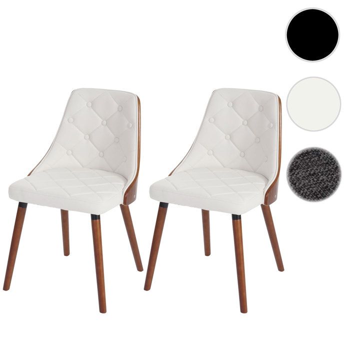 MCW 2x Chaises de Salle à Manger bois courbé Noyer Similicuir blanc