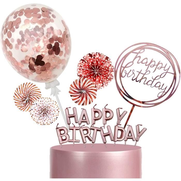 Deco Gateau Anniversaire Fille Happy Birthday Decoration Gateau Or Rose Joyeux Anniversaire Decoration Contenir Bougie Anniversair Cdiscount Maison