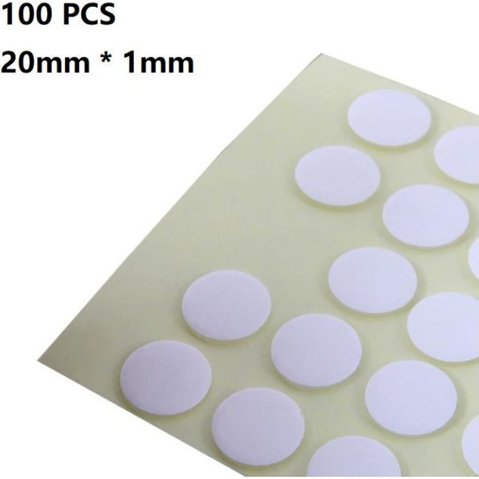 100PCS Pastilles Adhesives Ronds 20mm Transparent Double Face 1mm Epaisseur