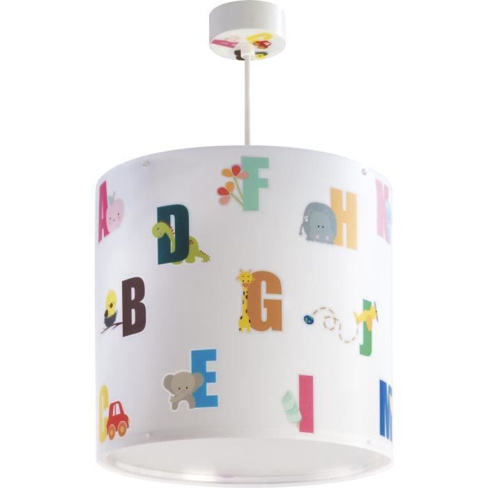 Lustre suspension chambre enfant ABC Blanc Cdiscount