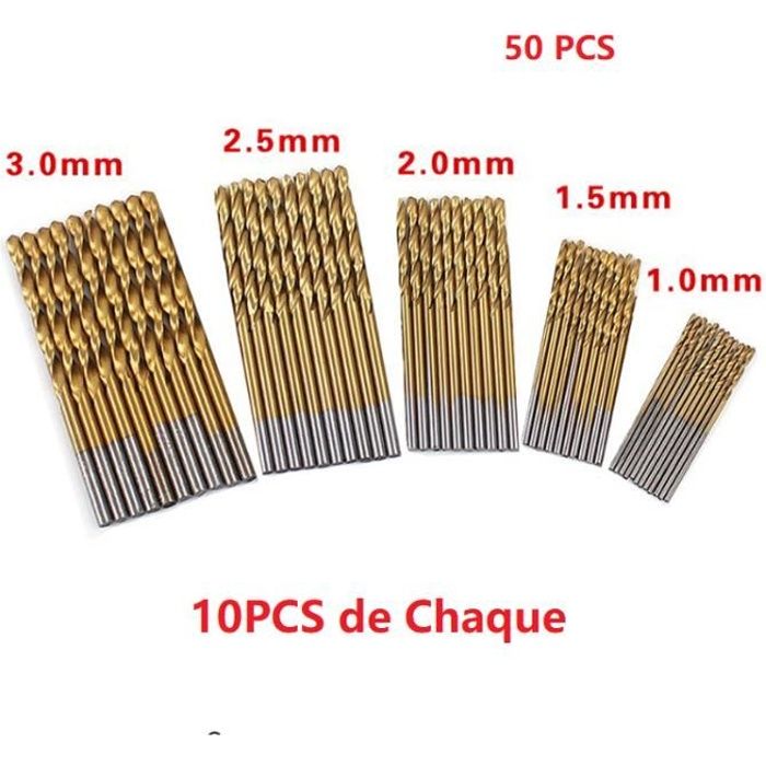 50PCS 1 - 3mm Foret hélicoïdal HSS Haute Acier Perceuse Pour Bois