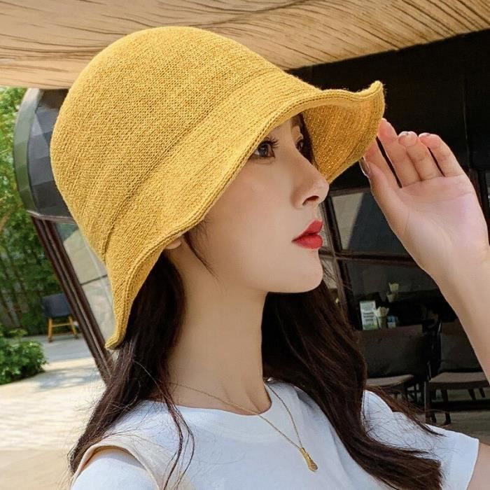 KUMSODE Casquette Visière Paille Panama Femme – Chapeau Soleil Anti-UV Respirant – Plage, Vacances, Shopping