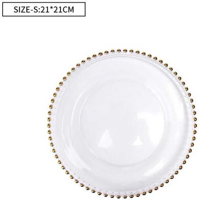 Plats et assiettes,Nordique perle bord plateau de rangement verre bijoux assiette Transparent fruits assiette - Type Gold-S