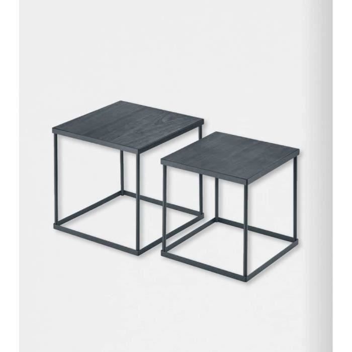 Outsunny Lot 2 Tables D’Appoint Jardin Métal Tressé Rotin PE – 46 & 60 Cm, Style Bohème, Plateau Verre Trempé – Sable